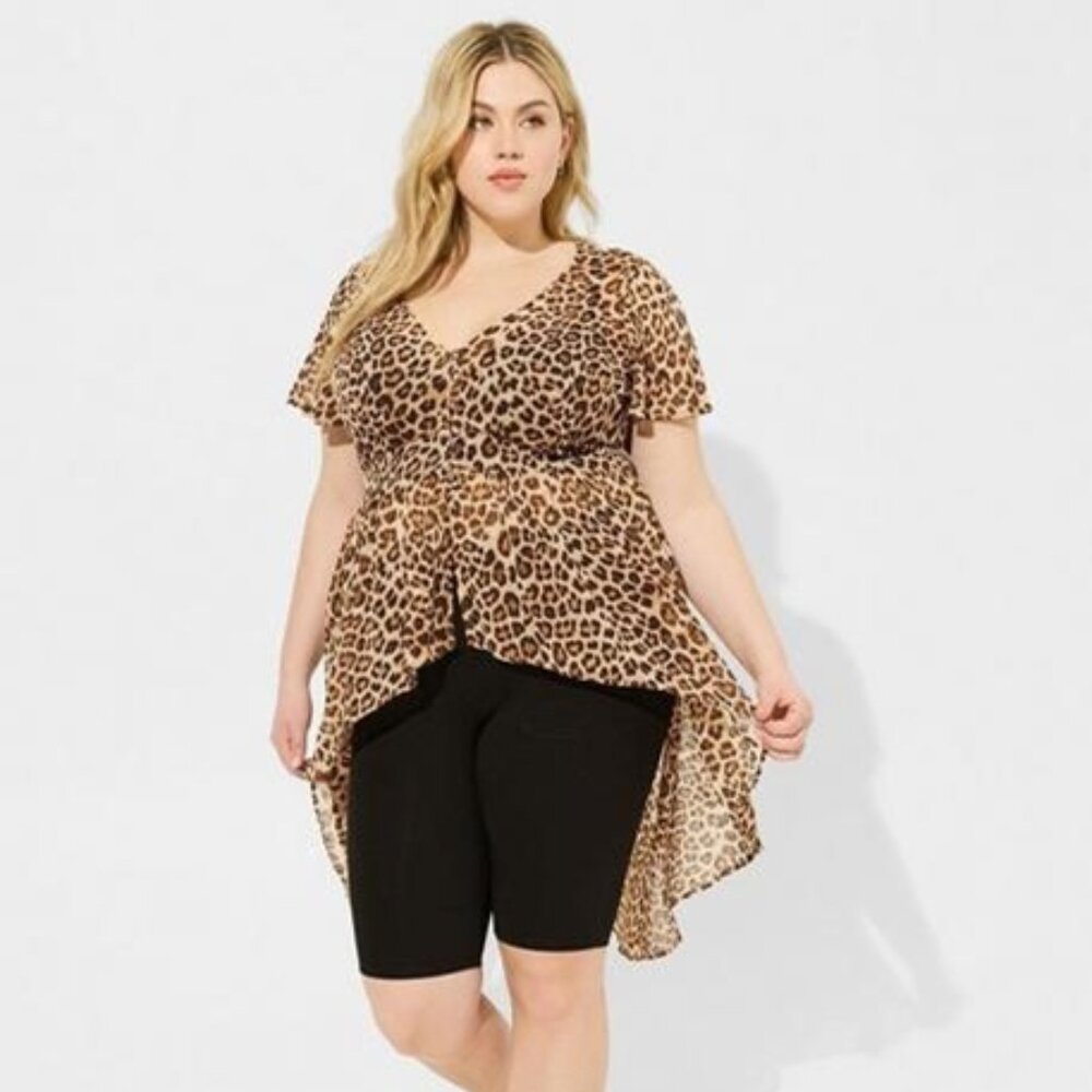 torrid Leopard Print High-Low Blouse in Brown and Black
